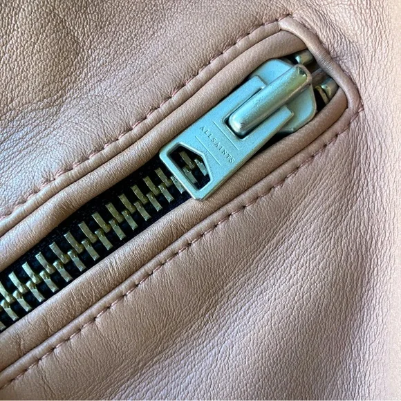 All Saints Blush Leather Motorcycle Biker Moto Jacket UK10 US6 $529 - Picture 4 of 7